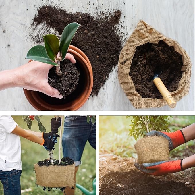 Buryeah 40 Inch x 6.6 ft Burlap Fabrics Roll Natural Burlap Garden Multipurpose Weed Barrier Garden Landscape Blankets Cloth Weed Barrier Fabric Jute for Outdoor Home Craft Shrubs Party Decor
