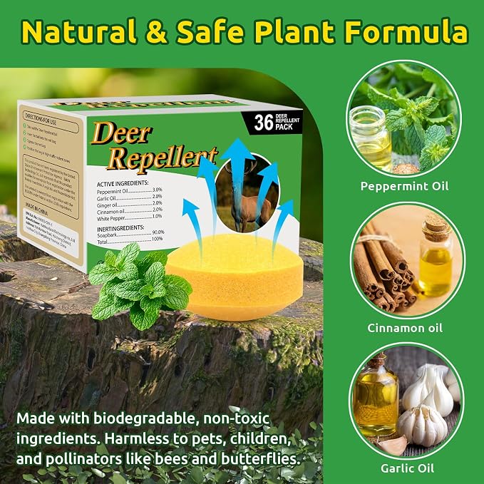 36 Pack Deer Repellent Rabbit Repellent Outdoor for Plants, Deer Deterrent Keep Deer & Rabbit Out of Flower Vegetable Tree Deer Repeller Lawn Garden