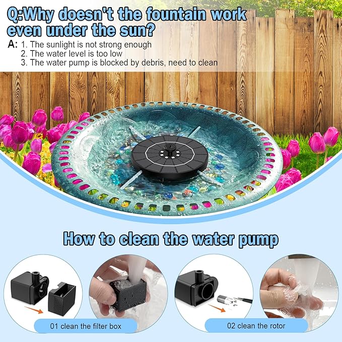 SZMP Solar Water Fountain, 2026 Upgrade 3.5W Solar Bird Bath Fountain Pump with Color LED Lights, 7 Nozzles & 4 Fixed Rods for Garden, Patio, Pond, Pool, Fish Tank, Outdoor Water Feature