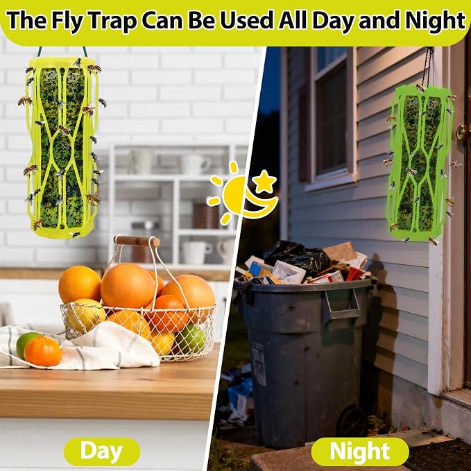 2 Pack Outdoor Fly Trap Indoor for Home with Fluorescent, Wasp Fly Catcher Hunter Killer Fly Traps for Hornet, Gnat, Mosquito, Flying Insect