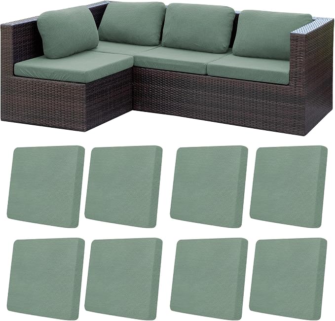 8Pcs Patio Cushion Covers,Outdoor Cushions Covers,Stretch Cushion Covers Replacement, Washable and Reusable Furniture Protectors(Cyan)