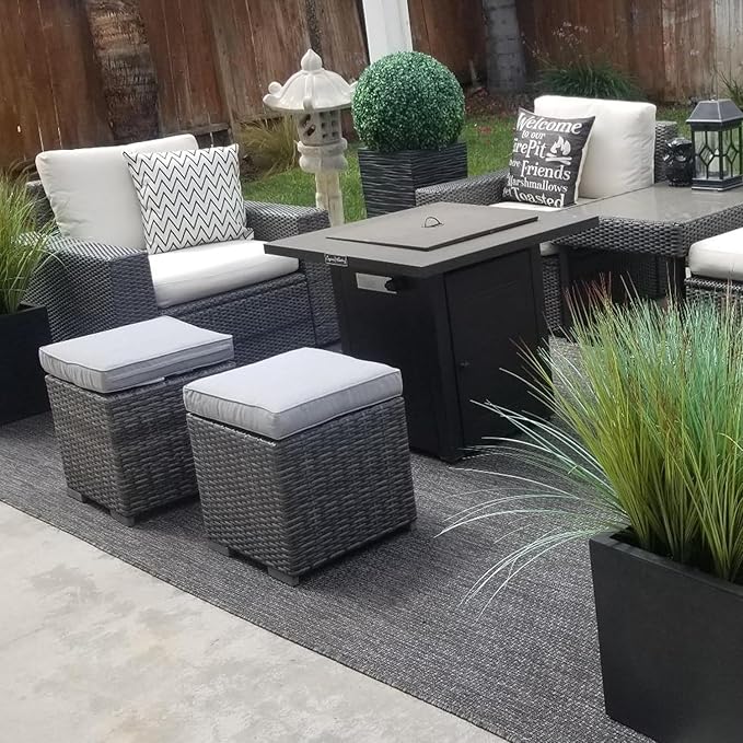 FLYMEI Patio Cushion Covers 16x16x2.5 Waterproof Outdoor Cushion Cover Replacement 2Packs Outdoor Seat Cushion Slipcover for Rattan Chair Sofa, Grey