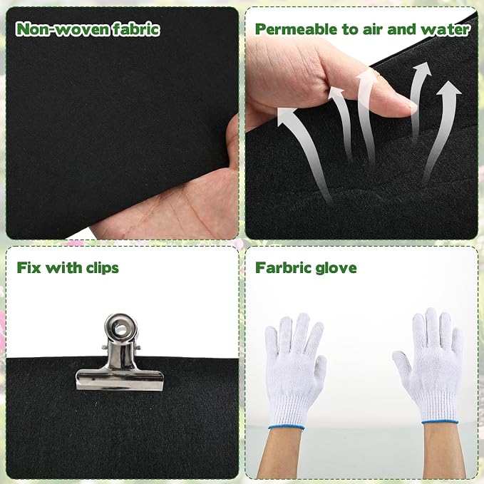 2 Sets Raised Garden Bed Liner Bag, 4 x 2 x 1 ft Oval Breathable Grow Bed Fabric Liners with Clips Gloves, Garden Grow Bed Bag Grow Planter Bags Plant Bed for Planting Vegetables Flowers and Herbs