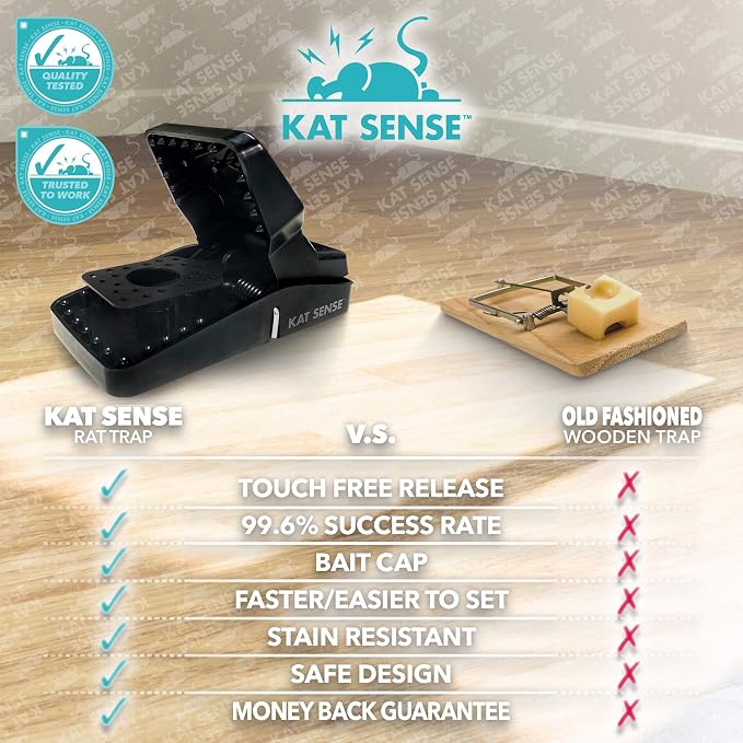 Pest Control Rat Traps Set of 6 Large Snap Traps for Rats Mice & Chipmunks Indoor & Outdoor Mouse Traps Reusable Humane Mousetraps Easy to Set Fast & Effective Powerful Snap Trampas Para Ratas Grandes