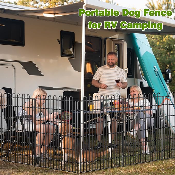 10 Panels No Dig Decorative Garden Fence for Yard, 48 in(H) X 26.25 ft(L) Animal Barrier Fencing for Outdoor Dog, Metal Portable Garden Fences for Borders, Pets, Landscape, Temporary Fence