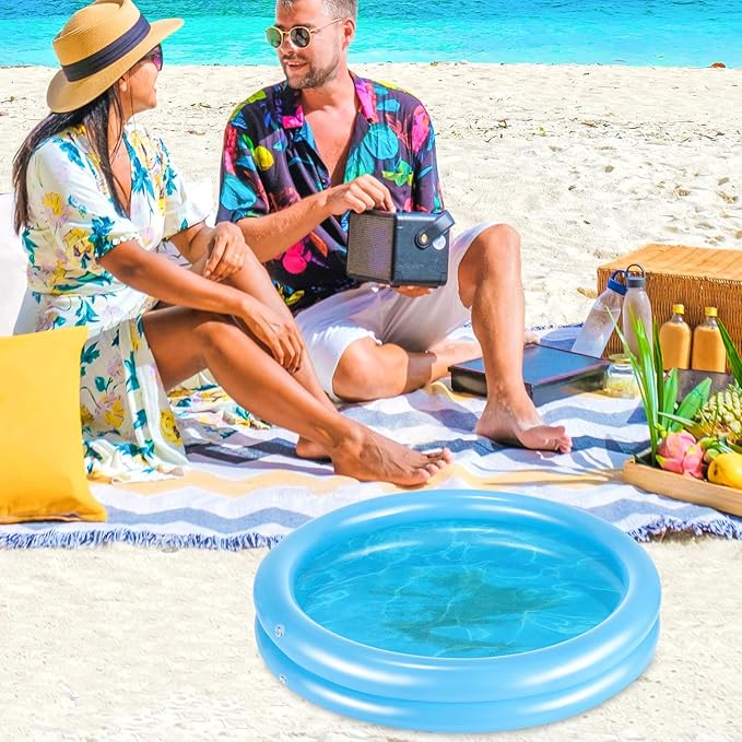 2 Pack Blue Inflatable Pool Foot Bath Basin, Swimming Pool Clean Feet, Foot Soaking Bath Basin for Pool Entry Ladder, Home Spa Treatment for Above Ground Pools