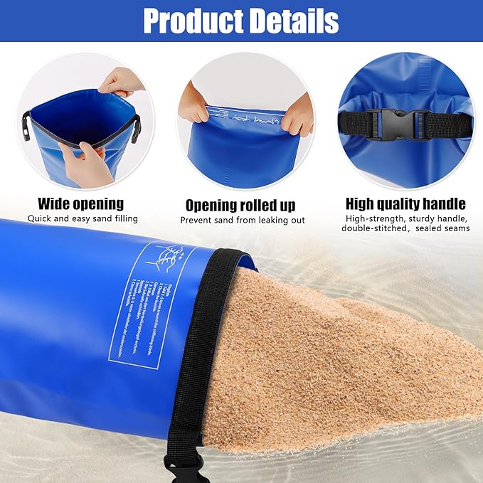 2 Pack 30lb Universal Pool Ladder Weights, No Breaken Pool Step Weights for Above Ground Pools, 500D PVC Waterproof Pool Stair Weights Pool Sand Bags for Above Ground Swimming Pools Stair (Blue)