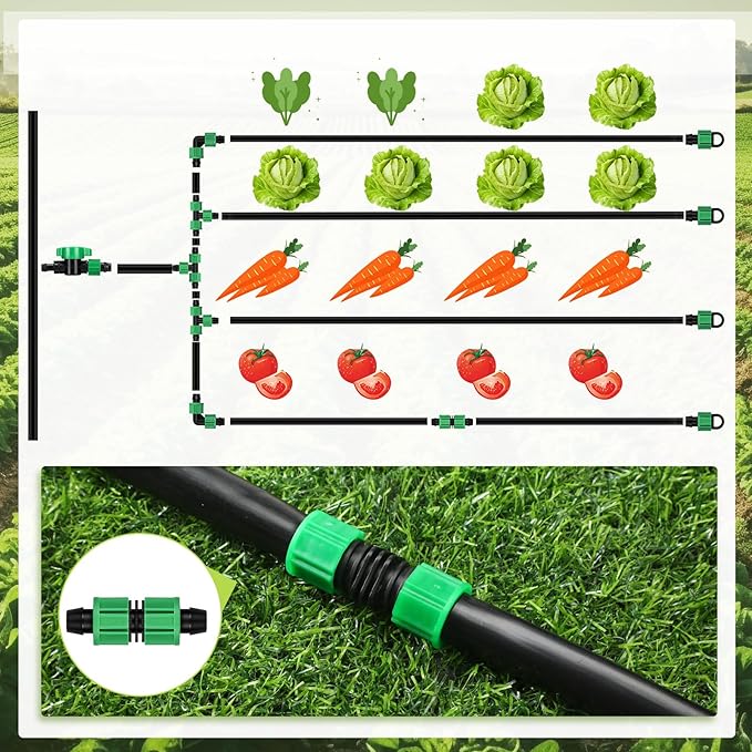 1000 ft 5/8 Inch Drip Tape Irrigation Kit Drip Tape 16 Mil 8" Spacing Hose Garden Watering Tubing System Automatic Irrigation Equipment for Plant, Landscape, Yard, Lawn and Farm
