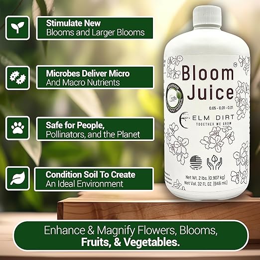Elm Dirt Bloom & Plant Juice Liquid Fertilizer Bundle - Bloom Booster & Organic Fertilizer for All Plants | Bloom & Plant Fertilizer, Outdoor & Indoor Plant Food for House Plants, Plant Nutrients