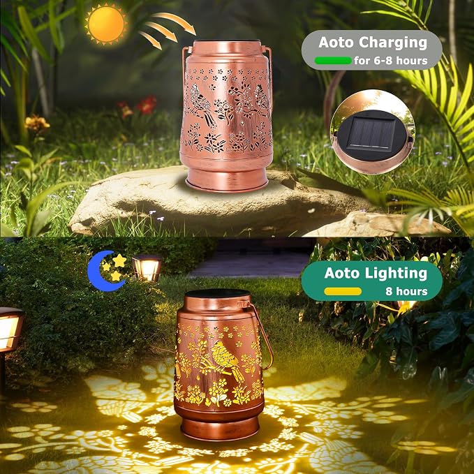 Cardinal Gifts for Woman Mom Cardinal Solar Lanterns Outdoor Waterproof - Metal Hanging Garden Decor with Red Bird, Memorial Sympathy Gift for Grandma, LED Yard Art for Patio Porch Pathway