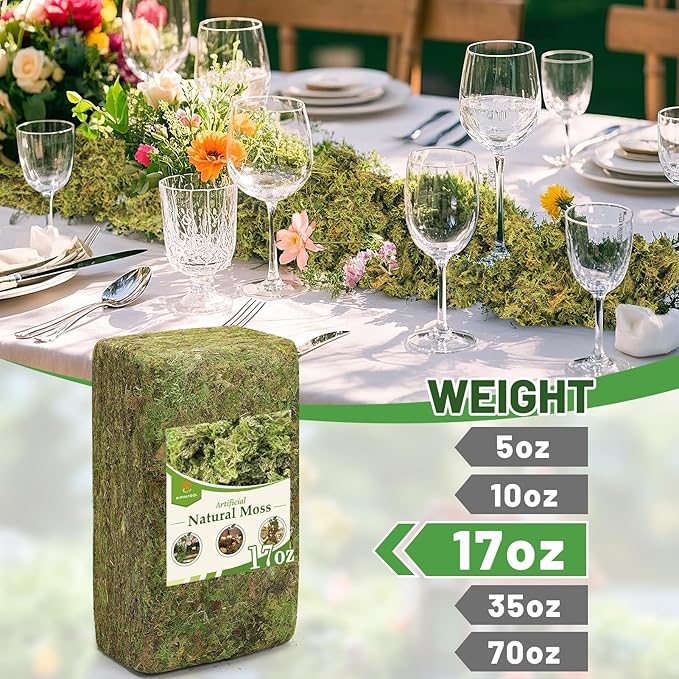 Alphatool 17oz Large Pack Natural Green Moss for Crafts - Bulk Moss for Plants Indoor, Artificial Fairy Gardens, Mosswall, Glass Terrariums, Filling Fake Plants, Home Decoration, Professional DIY Use