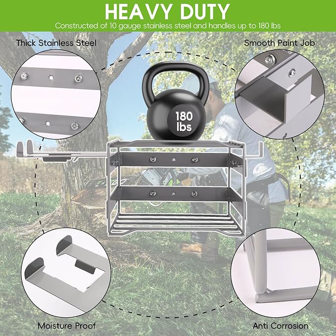 Power Tool Organizer Wall Mount - Heavy Duty Weed Eater Hanger for Garage Organization, Cuboid Garage Storage Rack for EGO Leaf Blower, Trimmer, Chainsaw, Edger, Battery, Charger, 180lbs Load Capacity