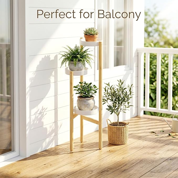 APRTAT Plant Stand Indoor, 3 Tier Bamboo Plant Stands Corner Plant Stand for Multiple Plants, Tall Plant Shelf Plant Holders for Indoor, Outdoor, Corner, Living Room, Balcony, and Bedroom