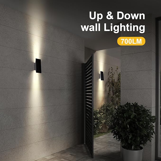 SOTTLOT Solar Sconce Lights Outdoor, Dimmable Solar Wall Lights Up and Down, 3000K 700LM Solars Lights Outdoor IP65 Waterproof for Yard Patio Garage Porch, 2pcs