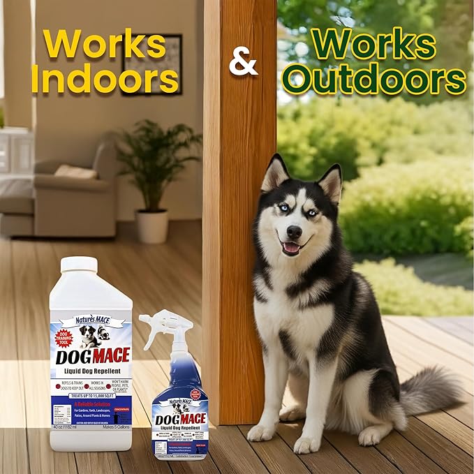 Nature’s MACE Dog Mace Repellent Spray, Keep Dogs Out of Your Lawn and Garden, Training Corrector, Stop Chewing and Digging, Safe Around Kids, Pets, & Plants, 40 oz Ready to Use, Treats 1,000 Sq. Ft.