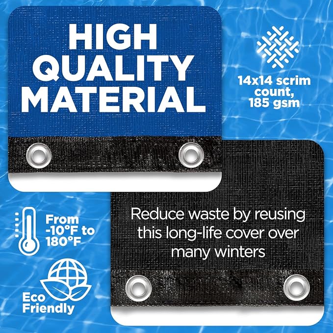 18 Ft Round Premium Heavy-Duty Winter Pool Cover - Royal Blue, Extra Thick and Durable, Tear-Proof, UV-Resistant, Reinforced Edges, Easy Install, All-Season Protection for Above Ground Pools