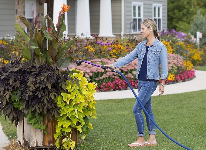Dramm RainSelect Rain Wand – 16 Inch Aluminum Watering Wand with 9-Pattern Adjustable Spray Head & One Touch Thumb Control Valve – Garden Hose Wand for Containers, Raised Beds & Hanging Baskets – Red