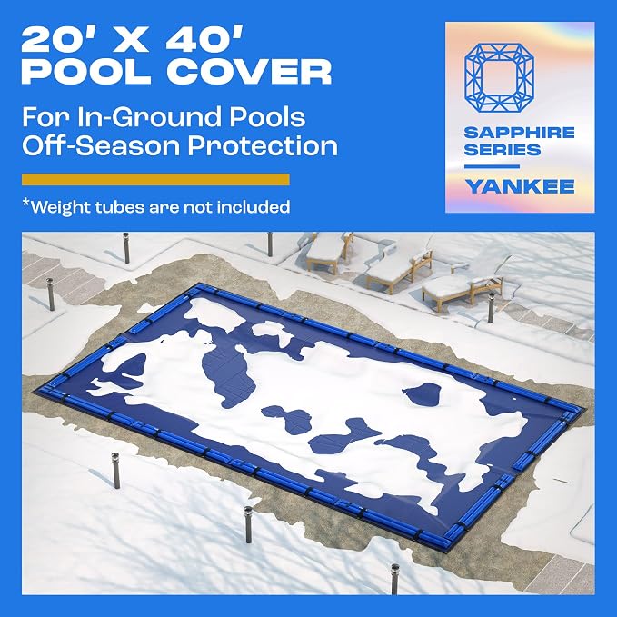 Yankee Pool Cover for 20x40 ft Rectangular Pool: Extra Thick & Durable | Sapphire Series of Premium Cold- and UV-Resistant In-Ground Pool Protection