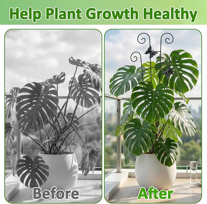 Monstera Plant Support - 32.6 Inch Tall Trellis with 2 Pack Plant Stakes for Your Large Climbing Monstera Deliciosa | Indoor Plant Climbing Frame for Potted Growth