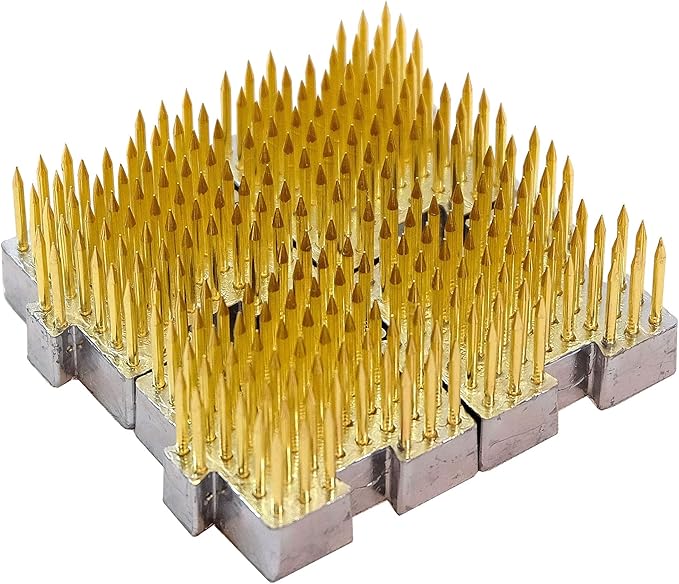 KAKURI Mini Kenzan Flower Frog Square Bulk 4 Set 1¼", Combinable Japanese Ikebana Flower Arrangement Supplies, Professional Flower Holder Pin Frog, Brass Gold, Made in Japan