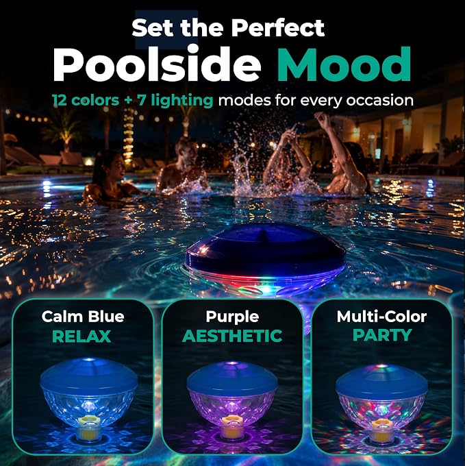 GAME LED Pool Lights for Above Ground & Inground Pools - Waterproof Floating Light Show with Multiple Color Modes - Easily Installable - Remote Controlled | Classic