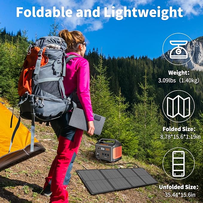 SOKIOVOLA 60W Portable Solar Panels NextGen Foldable Solar Panel Charger Kit 25% Efficiency with DC USB-C USB-A Output ETFE IP68 Waterproof Solar Panel for Travel Outdoor Camping RV Trip