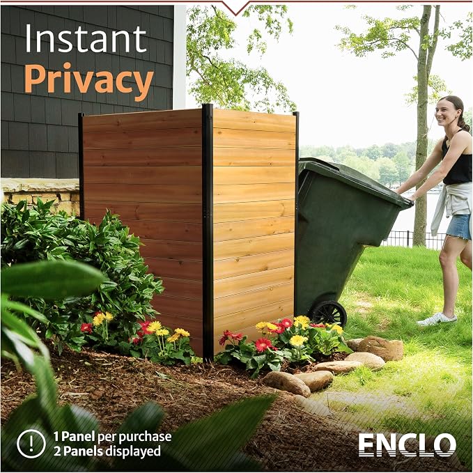 5ft H x 3.2ft W (1 Panel) No Dig Enclo Fairmont Cedar Wood Privacy Screen, Great to Hide Trash Cans, Decorative Patio Screen, Outdoor Privacy Fence Panel, Air Conditioner Barrier, EC18043