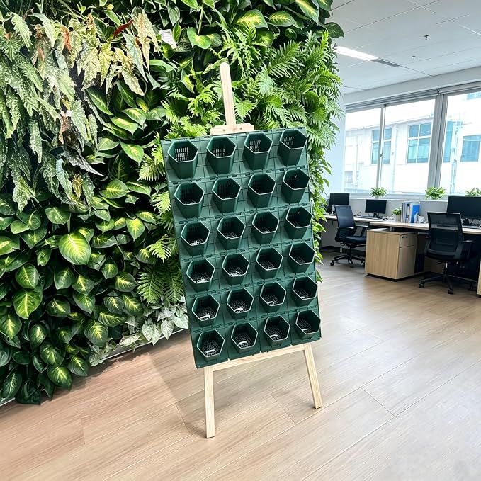 Living Wall Planter for Indoor Plants, Vertical Wall Planter System with 1 Stackable Pots, Wall Mounted Hanging Planter, Ventilation Design for Herbs, Succulents, Flowers (1Pot)