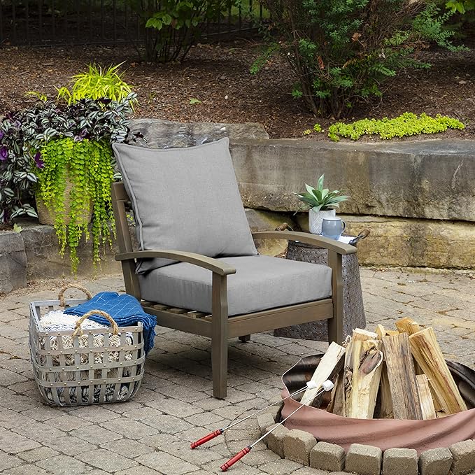Arden Olefin Outdoor Foam Deep Seat Cushion Set (4-Pack), 24x24, Premium High-Density Foam, Never Flattens, Weather-Proof for Patio Chair Sofa Couch, Paloma Woven Texture