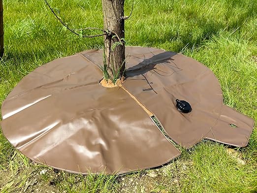 20gal Tree Watering Ring with Coconut Fiber Mulch Ring, Deep Root&Slow Release&Automatic Drip Irrigation Watering System for Trees and shrubs (2*Watering Ring +2* Mulch Mat)