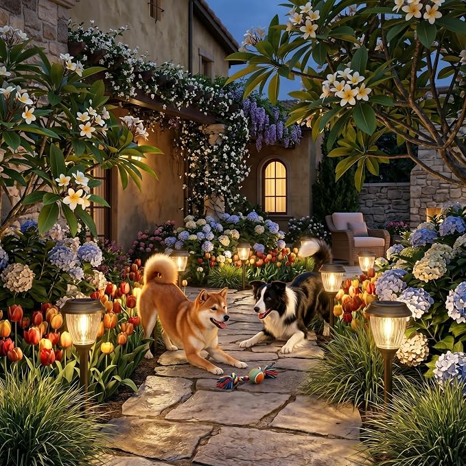 XMCOSY+ Solar Pathway Lights Outdoor, Warm White 10/25LM Glass Solar Lights for Yard & Walkway, Waterproof Landscape Lighting, Auto On/Off Decorative Garden Lights for Patio, Lawn & Driveway