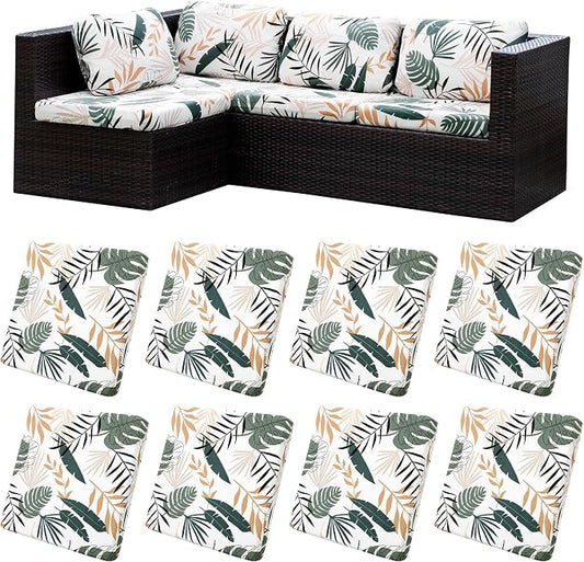 8Pcs Stretch Patio Cushion Covers,Outdoor Couch Covers Replacement,Outdoor Couch & Sofa Slipcovers,for Patio Furniture Cushion Covers,Washable Reusable Furniture Protector(coconut trees,Cover Only)