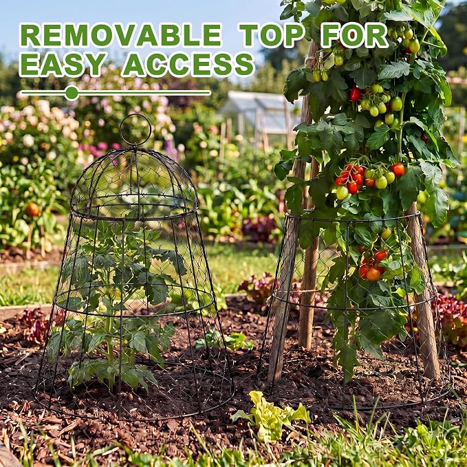 Sadnyy 12 Pack Garden Chicken Wire Cloche, 13" W X 15.7" H Plant Protectors and Covers, Wire Garden Cloches from Animals Metal Cage Plant Protection Strong and Not Easy to Deform