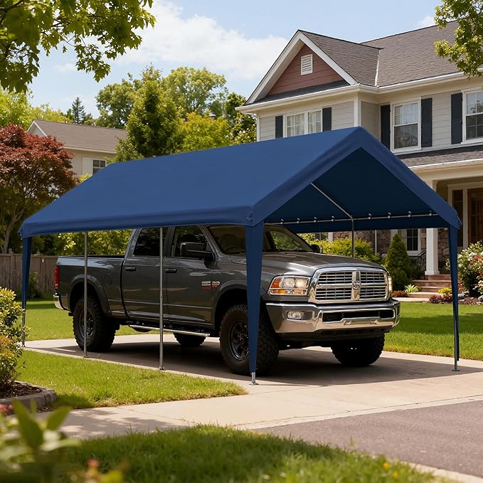 Carport Replacement Canopy Cover 10'x20' for Tent Top Garage Shelter Cover, 800D Heavy Duty Oxford Waterproof & UV Protected Car Canopy Tarp with Ball Bungees (Frame is not Included)