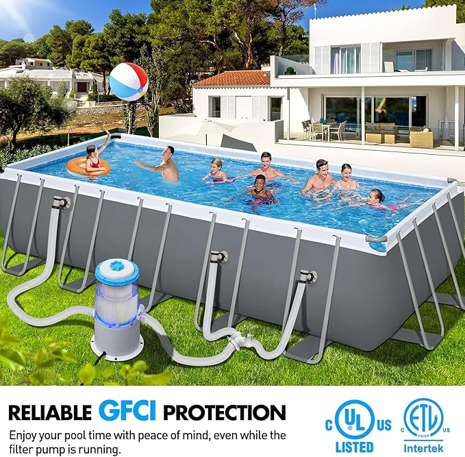 KimPump 1000 GPH Light-Up Pool Filter Pump for Above Ground Pool|Built-in Blue LED Light,Transparent Housing for Real-Time Water Circulation &Filtration Monitor, Pool Cartridge Filter Pump System Cyan