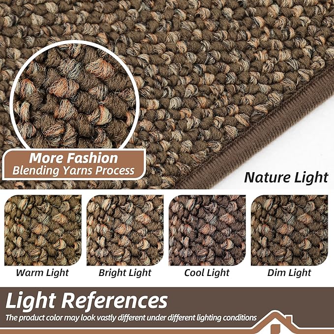 BEQHAUSE Dirt Trapper Door Mat 26" x 40" Half Circle Non-Slip Washable Doormats Entrance Rugs Absorbent Welcome Low Profile Floor Mats for Front Back Door and Entryway, Brown