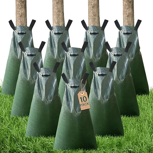 Tree Watering Bags 10 Pack, 20 Gallon Slow Release Gator Bags for Trees, Durable PVC Tree Drip Irrigation Bags with Heavy Duty Zipper, Deep Root Targeting
