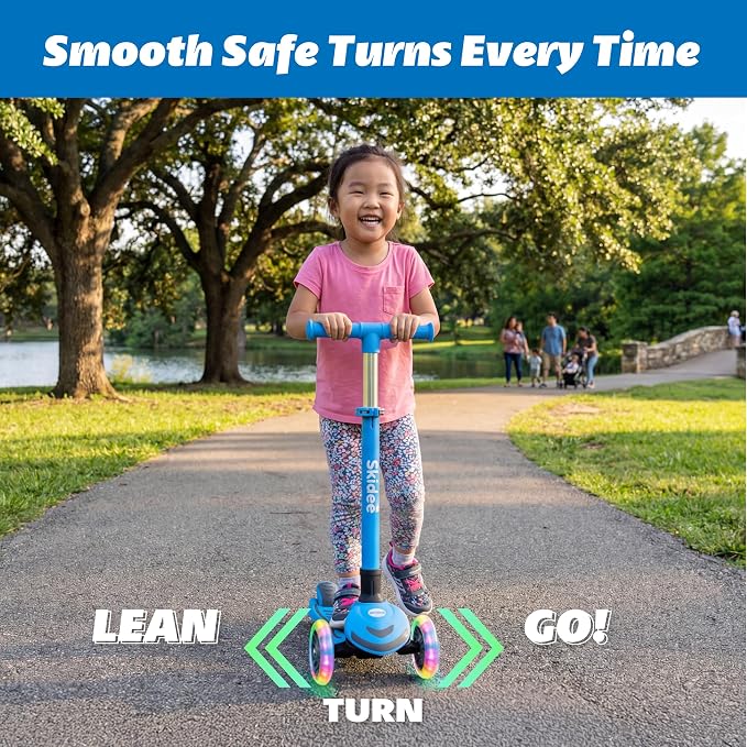 SKIDEE Kick Scooter for Kids Ages 3-5 | Foldable 3 Wheel Scooter with Lean-to-Steer, Adjustable Height, Removable Seat & LED Light Wheels | Toddler Scooter Up to 12 Year Old Boys/Girls