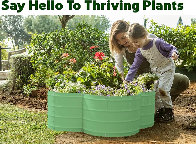 Galvanized Raised Garden Beds Outdoor // 8×2×1.5ft Modular & 3×3×1ft Planter Raised Beds for Gardening, Vegetables, Flowers // Large Metal Garden Box (Light Green) // Patent Pending Tool-Free Assembly