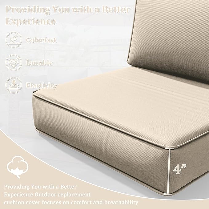 8p Outdoor Cushion Slipcovers Outdoor Patio Cushions Covers Replacement Waterproof with Zipper for 3-Seat Rattan Sofa Patio Furniture Cushion Covers, Covers Only