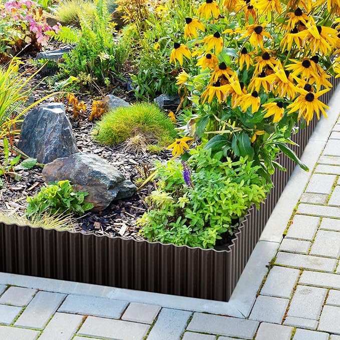 LAVEVE Corrugated Metal Garden Edging 6" x 100Ft, Landscape Edging Border for Lawn, Flower Bed, Garden Fence, Paver Edging (Black)