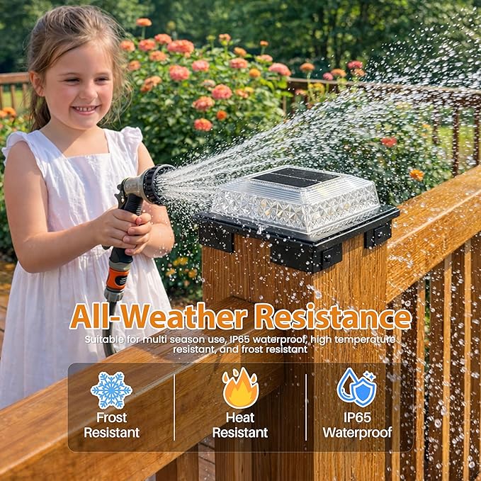APONUO Solar Post Cap Lights, 3 Color Modes & 2 Brightness, Adjustable Base Fits 4x4 5x5 6x6 Posts (3.5-5.5 Inch), IP65 Waterproof, Deck & Fence Post Lights Solar Powered with Screws, Black, 4 Pack