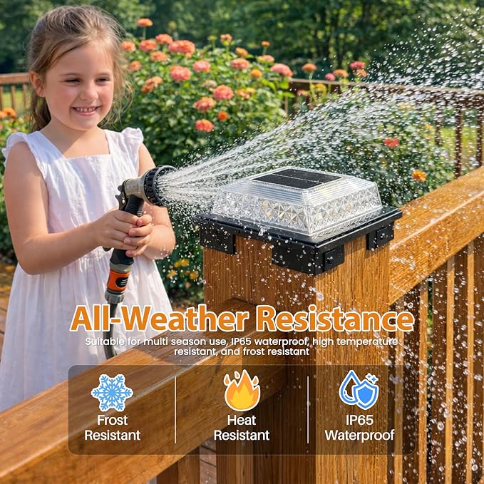 APONUO Solar Post Cap Lights, 3 Color Modes & 2 Brightness, Adjustable Base Fits 4x4 5x5 6x6 Posts (3.5-5.5 Inch), IP65 Waterproof, Deck & Fence Post Lights Solar Powered with Screws, Black, 6 Pack