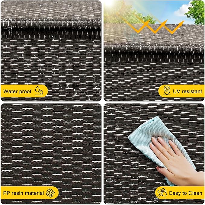 GarveeHome 185 Gallon Wicker Deck Box, All-Weather Outdoor Storage Bin with Rattan Finish, Large Capacity for Patio Furniture, Cushions, Pool Supplies & Garden Tools