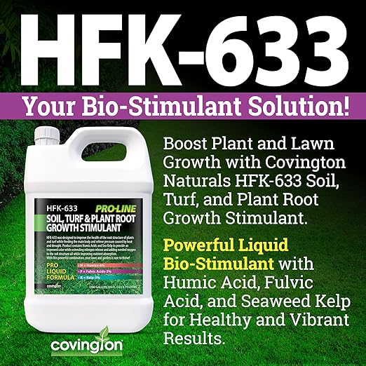 Covington PRO-LINE Humic Acid, Fulvic Acid, Kelp Seaweed Fertilizer (32oz), HFK-633 Superior Potassium Nitrate Root Growth Stimulant with Humic, Fulvic & Kelp Fertilizer for Plant & Tree Root Health