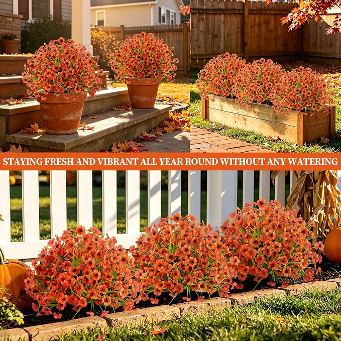 Grooy 2 Pack Artificial Fall Yellow Flower Topiary Balls for Outdoor | UV Resistant PE Material, Realistic Flush Flower Appearance, Zero Maintenance, Durable Ground Spike, Decor for Indoor&Outdoor