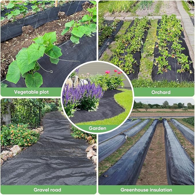 Weed Fabric Barrier Heavy Duty, 3FT x 100FT 3.2oz Garden Weed Blocker Fabric, Landscaping Fabric, Weed Control Fabric Ground Cover Gardening Mat