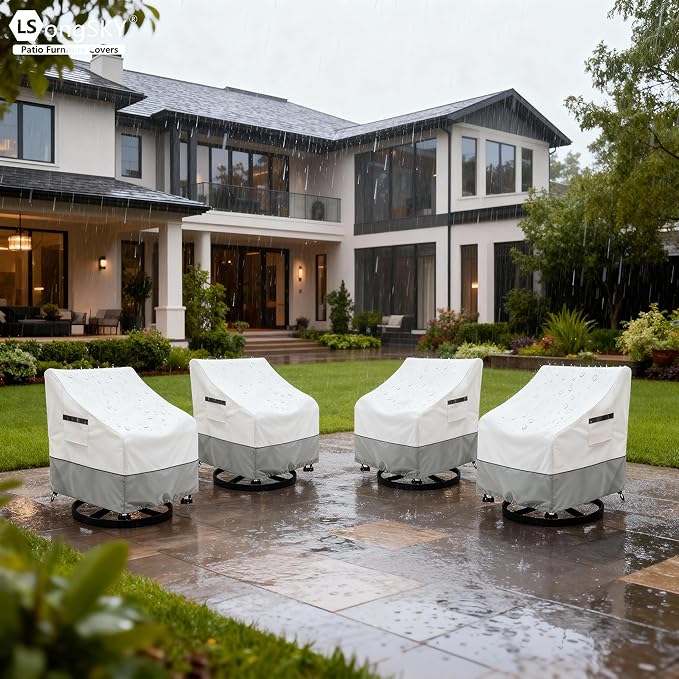 Patio Swivel Chair Cover 4 Pack,Waterproof Heavy Duty Outdoor Chair Covers,Outdoor Swivel Chair Cover for Patio Furniture Covers(30 W x 34 D x 36 H inches),Beige