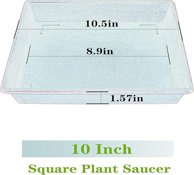 NIMYAU Square Plant Saucer 10 Inch 5 Pack, Plant Stand Flower Pot No Holes, Plant Trays for Pots Heavy Duty Plastic Plant Saucers for Indoors Outdoors Plant Lover Gardening Gifts