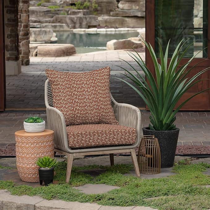Arden Outdoor Deep Seat Cushion Set, 24 in x 24 in, Weather-Proof, Rain-Proof, Fade Resistant Patio Cushion for Chair, Sofa, and Couch Rust Red Brushed Texture